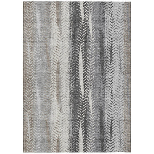 HomeRoots 5' Stylish Khaki Ivory Gray Botanical Leaves Area Rug – Durable, Washable, Perfect for Indoors & Outdoors 8' X 10' 581945