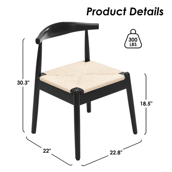 English Elm Weave Dining Chairs Set Of 2 - Mid-Century Modern Oak Frame With Handwoven Seat For Stylish Spaces T3623P371947-GIGA