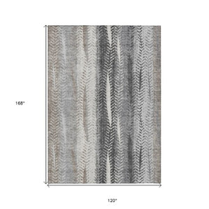 Homeroots 3' Stylish Botanical Leaves Indoor Outdoor Area Rug - Durable, Washable, And Versatile For Any Space 10' X 14' Polyester 581947