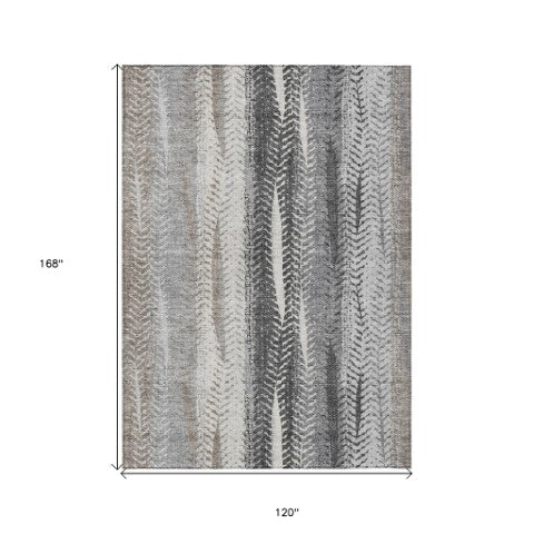 Homeroots 3' Stylish Botanical Leaves Indoor Outdoor Area Rug - Durable, Washable, And Versatile For Any Space 10' X 14' Polyester 581947