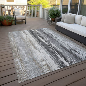 Homeroots 3' Stylish Botanical Leaves Indoor Outdoor Area Rug - Durable, Washable, And Versatile For Any Space 10' X 14' Polyester 581947