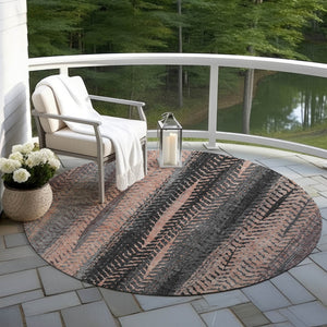 Homeroots 3' Stylish Botanical Leaves Indoor Outdoor Area Rug - Durable, Washable, And Versatile For Any Space 8' Round Polyester 581950