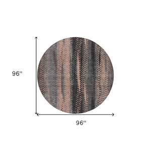 Homeroots 3' Stylish Botanical Leaves Indoor Outdoor Area Rug - Durable, Washable, And Versatile For Any Space 8' Round Polyester 581950