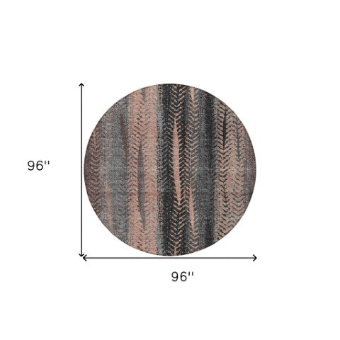 Homeroots 3' Stylish Botanical Leaves Indoor Outdoor Area Rug - Durable, Washable, And Versatile For Any Space 8' Round Polyester 581950