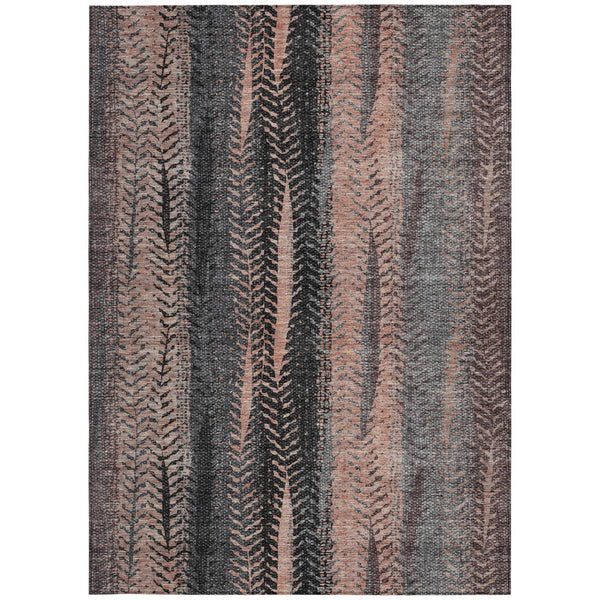 Homeroots 3' Stylish Botanical Leaves Indoor Outdoor Area Rug - Durable, Washable, And Versatile For Any Space 8' X 10' Polyester 581951