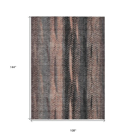 Homeroots 3' Stylish Botanical Leaves Indoor Outdoor Area Rug - Durable, Washable, And Versatile For Any Space 9' X 12' Polyester 581952