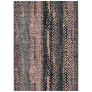 HomeRoots 9' Botanical Leaves Area Rug - Stylish Blue, Charcoal & Copper Design for Indoor & Outdoor Use 9' X 12' 581952