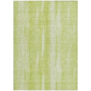 Homeroots 3' Indoor Outdoor Area Rug In Artichoke Green With Elegant Botanical Leaves - Washable & Durable Design 3' X 5' Polyester 581954