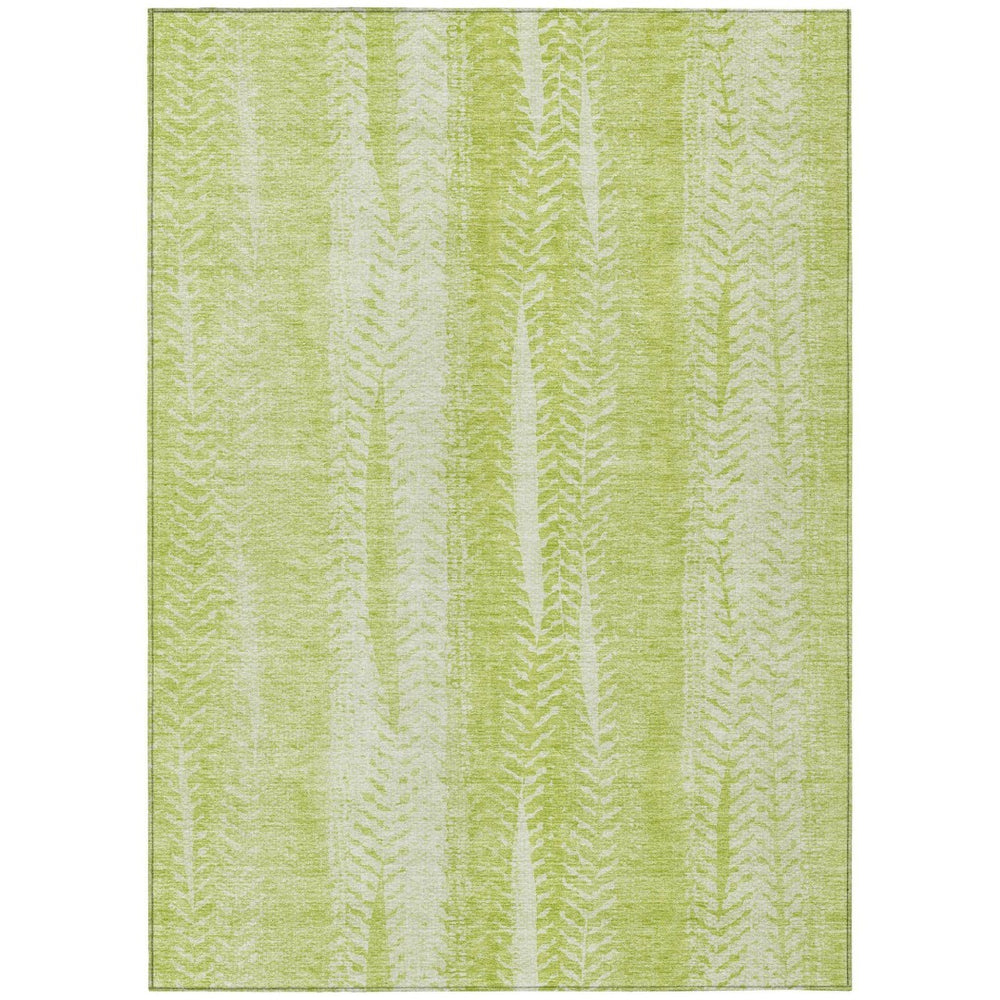 HomeRoots 5' Artichoke Green and Ivory Botanical Leaves Washable Area Rug for Indoor and Outdoor Use 5' X 8' 581955