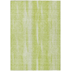 HomeRoots 5' Artichoke Green and Ivory Botanical Leaves Washable Area Rug for Indoor and Outdoor Use 5' X 8' 581955