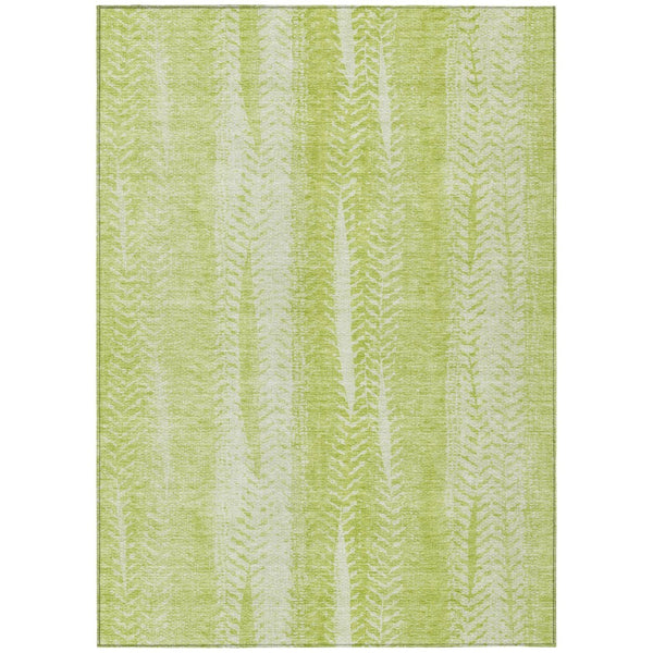 HomeRoots 5' Artichoke Green and Ivory Botanical Leaves Washable Area Rug for Indoor and Outdoor Use 5' X 8' 581955