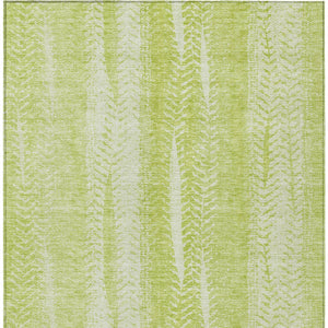 Homeroots 3' Indoor Outdoor Area Rug In Artichoke Green With Elegant Botanical Leaves - Washable & Durable Design 5' X 8' Polyester 581955