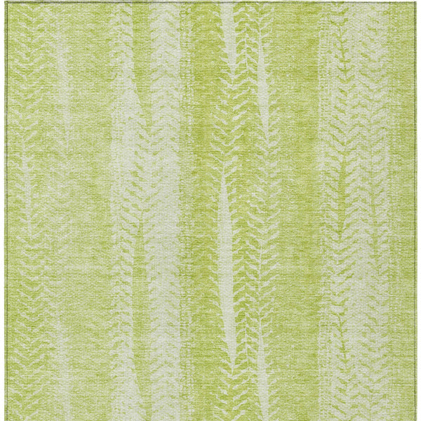 Homeroots 3' Indoor Outdoor Area Rug In Artichoke Green With Elegant Botanical Leaves - Washable & Durable Design 5' X 8' Polyester 581955
