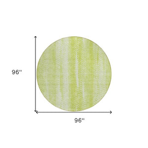 Homeroots 3' Indoor Outdoor Area Rug In Artichoke Green With Elegant Botanical Leaves - Washable & Durable Design 8' Round Polyester 581956