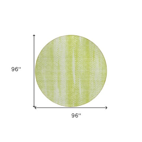 Homeroots 3' Indoor Outdoor Area Rug In Artichoke Green With Elegant Botanical Leaves - Washable & Durable Design 8' Round Polyester 581956