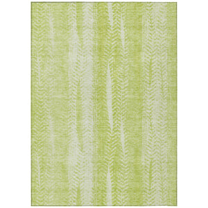 Homeroots 3' Indoor Outdoor Area Rug In Artichoke Green With Elegant Botanical Leaves - Washable & Durable Design 8' X 10' Polyester 581957