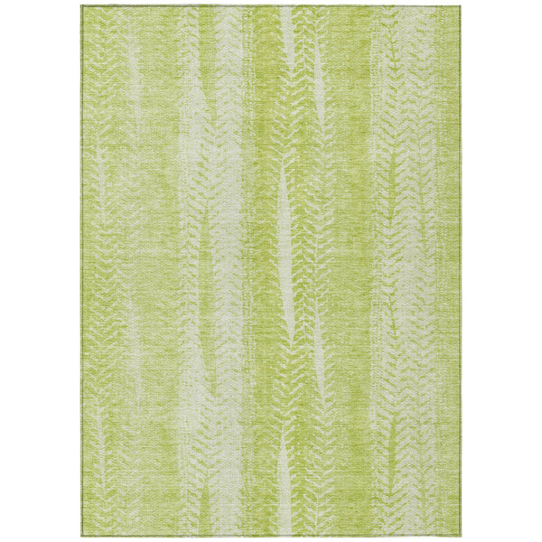 Homeroots 3' Indoor Outdoor Area Rug In Artichoke Green With Elegant Botanical Leaves - Washable & Durable Design 8' X 10' Polyester 581957