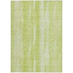 Homeroots 3' Indoor Outdoor Area Rug In Artichoke Green With Elegant Botanical Leaves - Washable & Durable Design 8' X 10' Polyester 581957