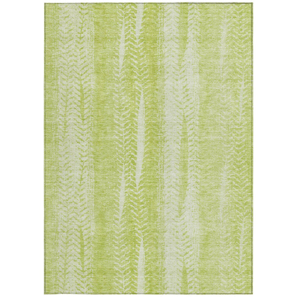 Homeroots 3' Indoor Outdoor Area Rug In Artichoke Green With Elegant Botanical Leaves - Washable & Durable Design 9' X 12' Polyester 581958