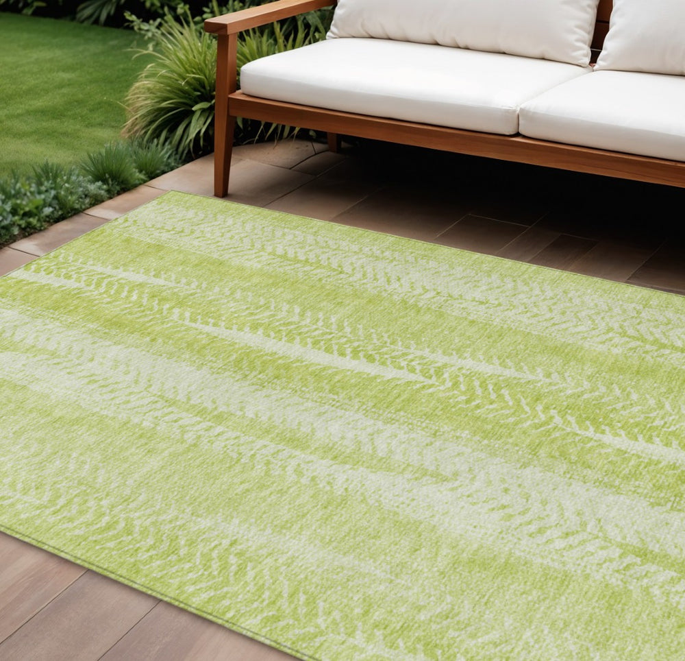 HomeRoots 9' Artichoke Green and Ivory Botanical Leaves Indoor Outdoor Area Rug - Stylish, Washable, Durable Design 9' X 12' 581958
