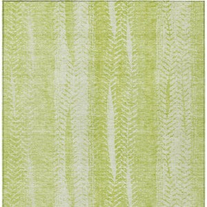 Homeroots 3' Indoor Outdoor Area Rug In Artichoke Green With Elegant Botanical Leaves - Washable & Durable Design 10' X 14' Polyester 581959