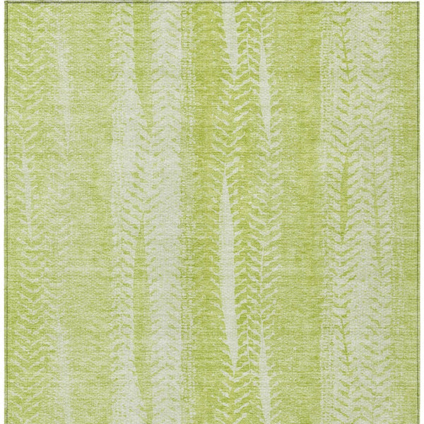 Homeroots 3' Indoor Outdoor Area Rug In Artichoke Green With Elegant Botanical Leaves - Washable & Durable Design 10' X 14' Polyester 581959