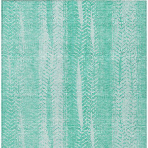 Homeroots 3' Indoor Outdoor Area Rug In Artichoke Green With Elegant Botanical Leaves - Washable & Durable Design 3' X 5' Polyester 581960
