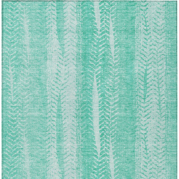 Homeroots 3' Indoor Outdoor Area Rug In Artichoke Green With Elegant Botanical Leaves - Washable & Durable Design 3' X 5' Polyester 581960