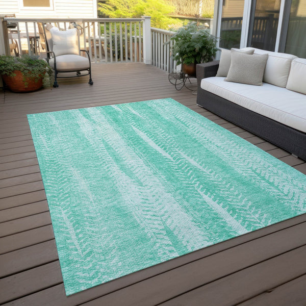 Homeroots 3' Indoor Outdoor Area Rug In Artichoke Green With Elegant Botanical Leaves - Washable & Durable Design 3' X 5' Polyester 581960