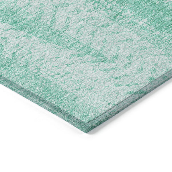 Homeroots 3' Indoor Outdoor Area Rug In Artichoke Green With Elegant Botanical Leaves - Washable & Durable Design 3' X 5' Polyester 581960