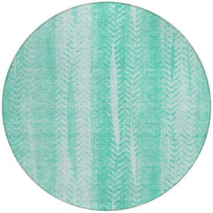 Homeroots 3' Indoor Outdoor Area Rug In Artichoke Green With Elegant Botanical Leaves - Washable & Durable Design 8' Round Polyester 581962