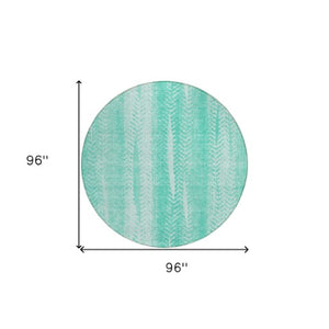 Homeroots 3' Indoor Outdoor Area Rug In Artichoke Green With Elegant Botanical Leaves - Washable & Durable Design 8' Round Polyester 581962