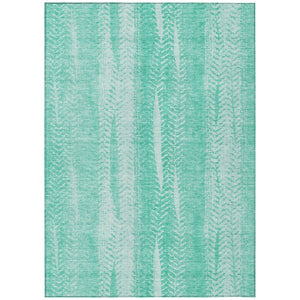 HomeRoots 5' Vibrant Aqua Teal Blue and Ivory Botanical Leaves Rug - Durable, Washable, Ideal for Indoor/Outdoor Spaces 8' X 10' 581963