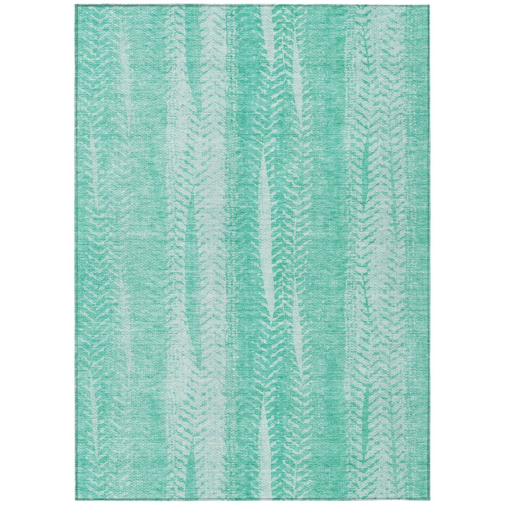 HomeRoots 9' Aqua Teal Blue and Ivory Botanical Leaves Area Rug - Stylish, Durable, and Washable for Indoor & Outdoor Use 9' X 12' 581964