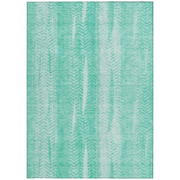 Homeroots 3' Indoor Outdoor Area Rug In Artichoke Green With Elegant Botanical Leaves - Washable & Durable Design 9' X 12' Polyester 581964