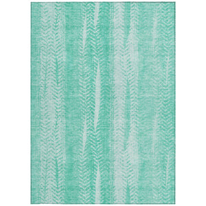 Homeroots 3' Indoor Outdoor Area Rug In Artichoke Green With Elegant Botanical Leaves - Washable & Durable Design 10' X 14' Polyester 581965