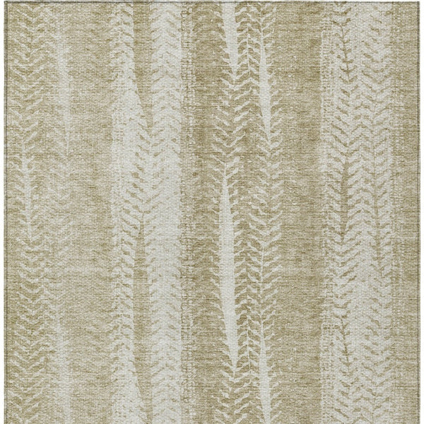 Homeroots 3' Indoor Outdoor Area Rug In Artichoke Green With Elegant Botanical Leaves - Washable & Durable Design 3' X 5' Polyester 581966