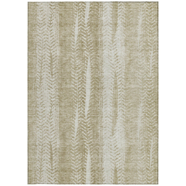 Homeroots 3' Indoor Outdoor Area Rug In Artichoke Green With Elegant Botanical Leaves - Washable & Durable Design 5' X 8' Polyester 581967