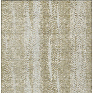 Homeroots 3' Indoor Outdoor Area Rug In Artichoke Green With Elegant Botanical Leaves - Washable & Durable Design 5' X 8' Polyester 581967