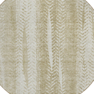 Homeroots 3' Indoor Outdoor Area Rug In Artichoke Green With Elegant Botanical Leaves - Washable & Durable Design 8' Round Polyester 581968