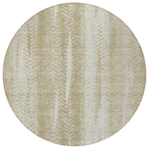 Homeroots 3' Indoor Outdoor Area Rug In Artichoke Green With Elegant Botanical Leaves - Washable & Durable Design 8' Round Polyester 581968