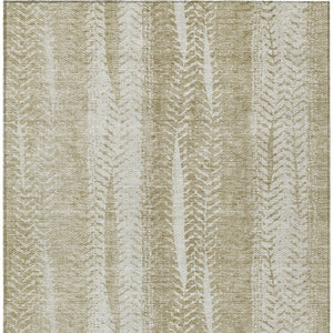 Homeroots 3' Indoor Outdoor Area Rug In Artichoke Green With Elegant Botanical Leaves - Washable & Durable Design 10' X 14' Polyester 581971