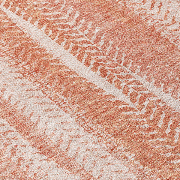 Homeroots 3' Indoor Outdoor Area Rug In Artichoke Green With Elegant Botanical Leaves - Washable & Durable Design 5' X 8' Polyester 581973