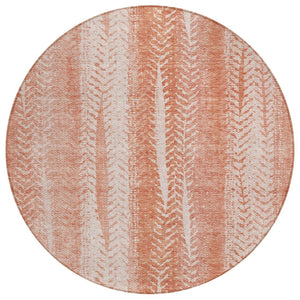 HomeRoots 5' Vibrant Orange and Salmon Botanical Leaves Washable Area Rug for Indoor and Outdoor Spaces 8' Round 581974