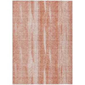 HomeRoots 5' Vibrant Orange and Salmon Botanical Leaves Washable Area Rug for Indoor and Outdoor Spaces 8' X 10' 581975