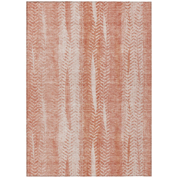 HomeRoots 5' Vibrant Orange and Salmon Botanical Leaves Washable Area Rug for Indoor and Outdoor Spaces 8' X 10' 581975