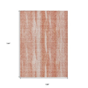 Homeroots 3' Indoor Outdoor Area Rug In Artichoke Green With Elegant Botanical Leaves - Washable & Durable Design 9' X 12' Polyester 581976