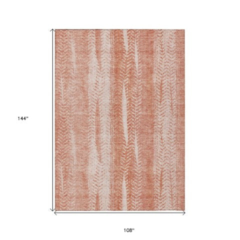 Homeroots 3' Indoor Outdoor Area Rug In Artichoke Green With Elegant Botanical Leaves - Washable & Durable Design 9' X 12' Polyester 581976