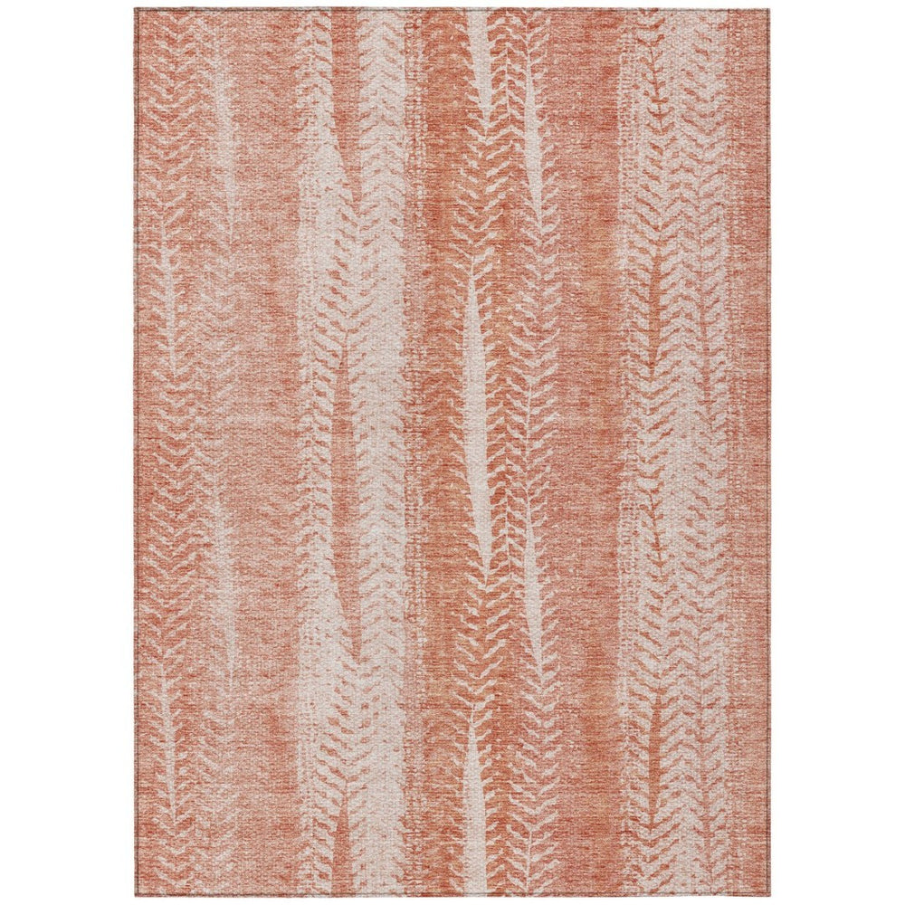 HomeRoots 9' Vibrant Orange and Salmon Botanical Leaves Washable Area Rug for Indoor and Outdoor Spaces 9' X 12' 581976