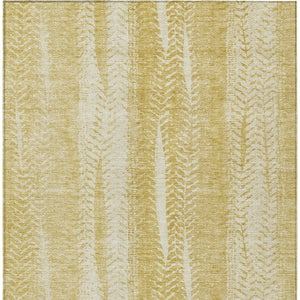 Homeroots 3' Indoor Outdoor Area Rug In Artichoke Green With Elegant Botanical Leaves - Washable & Durable Design 5' X 8' Polyester 581979